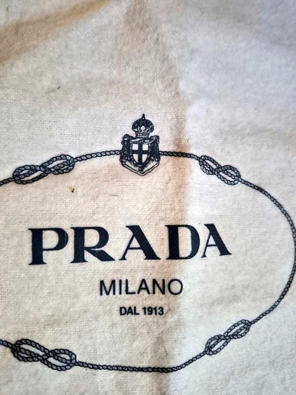 Prada Cotton Flannel Dust Bag White Drawstring Medium Pouch For Handbags